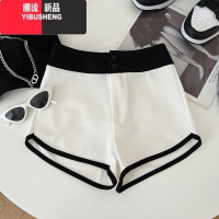 YIBUSHENG辣妹时尚百搭撞色两粒扣高腰显瘦西装短裤阔腿裤休闲裤热裤女季