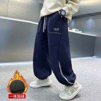 男童裤子运动裤加绒加厚初中生保暖长裤大童冬装一体绒束脚卫裤潮