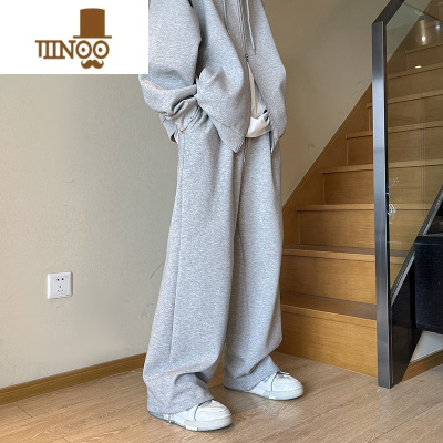 YANXU美式青少年休闲裤子男款秋季潮牌宽松垂感运动裤直筒抽绳束脚卫裤