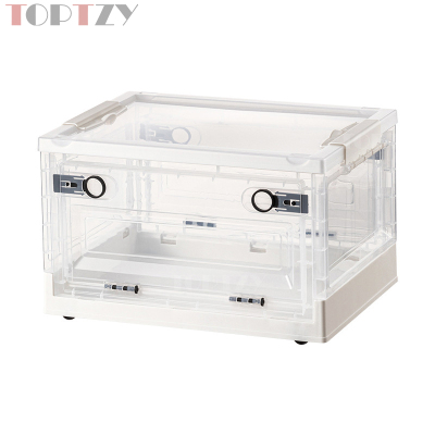 toptzy TZ5071714 户外便携透明折叠箱家用衣物防尘储物柜 透明配白色 510*360*300