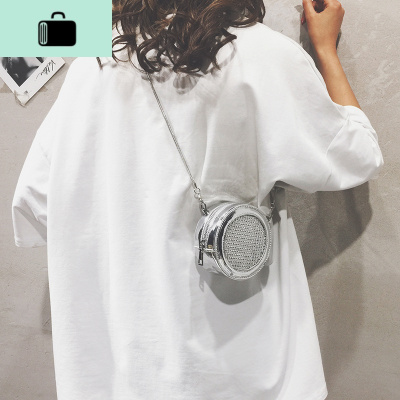 银色亮片小圆包包2020新款潮迷你链条包女ins小众质感网红斜挎包NEW LAKE女斜挎包