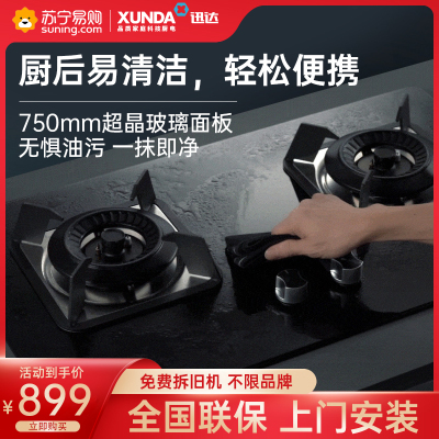 迅达FJ2燃气灶煤气灶台双灶家用嵌入炉灶天然气灶液化气灶台式(天然气)