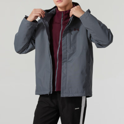 安德玛(Under Armour)外套男子新款三合一防泼水户外防风保暖训练健身运动冲锋夹克1371585-002 ZP