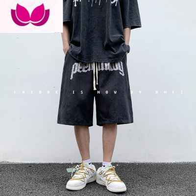 七斓美式高街短裤男夏季嘻哈印花运动裤潮牌百搭宽松休闲五分中裤