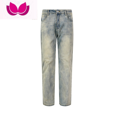 七斓高街vibe风美式复古牛仔裤男水洗宽松直筒嘻哈hiphop发黄做旧长裤