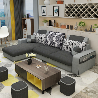 布艺沙发小户型三人客厅整装组合转角北欧简约现代出租房套装家具