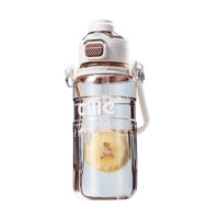 希乐塑料杯1L户外便携大容量双饮耐用国画棕XL-2475