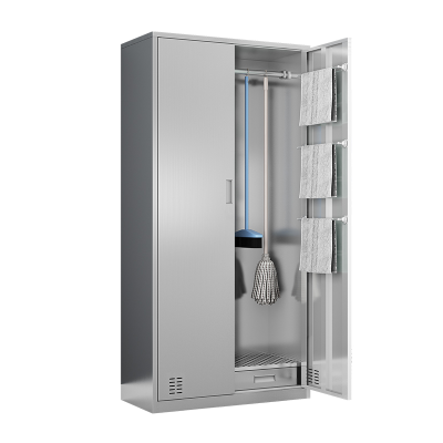 迅迈 201不锈钢两门保洁柜 卫生清洁柜 不锈钢收纳柜 洁具扫把阳台柜