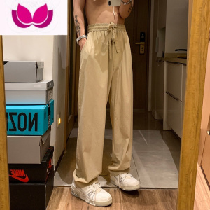 七斓日系坠感加长裤子男高个子美式卡其色工装裤男秋季运动直筒阔腿裤