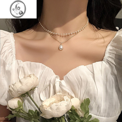 JiMichoker轻奢小众复古ins高级双层珍珠项链女潮锁骨链颈带脖子饰品