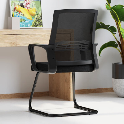 域赢电脑椅办公椅职员椅家用弓形椅人体工学椅黑框黑面