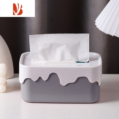 三维工匠桌面卡通创意纸巾盒可爱少女心茶几餐巾纸收纳盒客厅多抽纸盒 简约灰[1个装]