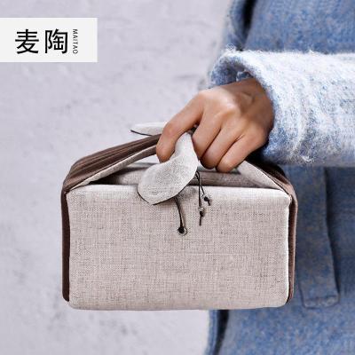 美帮汇定制功夫茶具一壶两杯收纳包袋便携陶瓷定窑旅行茶具套装干泡茶盘