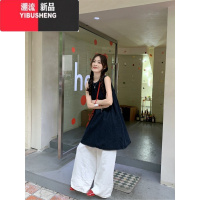 YIBUSHENG甜酷邻家妹~复古水洗牛仔无袖背心裙季ins宽松叠穿上衣