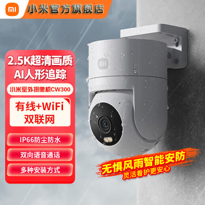  小米(MI)室外摄像头CW300 米家智能摄像机家用监控器360度无死角400万像素手机远程全彩夜视防尘防水双向语音