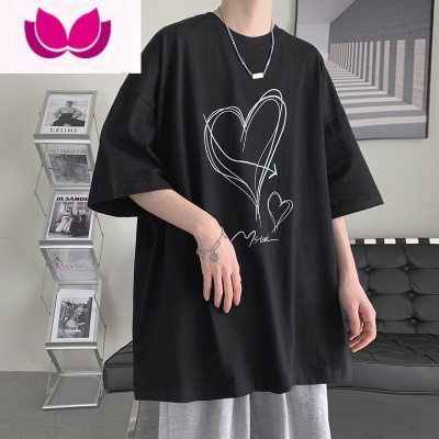 七斓夏季短袖t恤男潮牌小众设计感简约半袖宽松oversize五分体恤