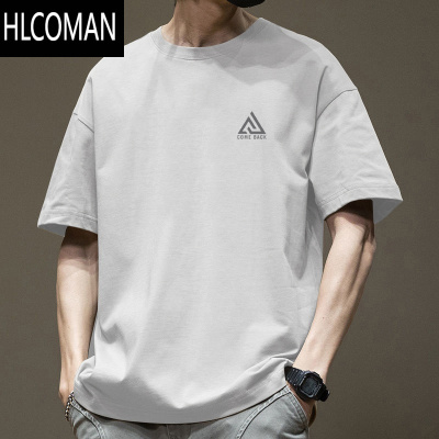 HLCOMAN短袖t恤男夏季宽松休闲圆领美式半袖体恤潮牌上衣