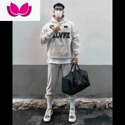 七斓美式痞帅连帽卫衣男ins潮牌街头百搭复古宽松加绒加厚上衣