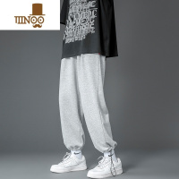 YANXU灰色卫裤男秋季薄款宽松直筒阔腿休闲运动百搭ins潮流高街长裤子
