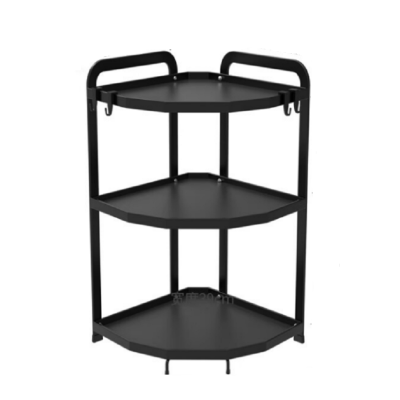 转角调味调料架子厨房转角置物架台面收纳架不锈钢收纳黑色墙角架