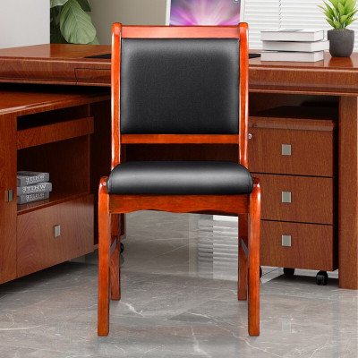 域赢办公椅会议椅电脑椅实木椅无扶手皮革靠背椅