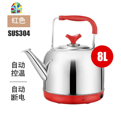 封后烧水壶304不锈钢电热水壶家用大容量8升茶开水壶自动断电5L电水壶 特厚款6.0升卡其1.5米线高配版自动断电304