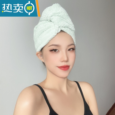 敬平干发帽吸水速干浴帽毛巾擦头发女长发洗头包头巾2022新款加厚 豆青[单层速干]