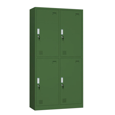 汉诺鑫威铁皮更衣柜宿舍储物柜钢制内务柜制式绿皮衣帽柜子绿色4门更衣