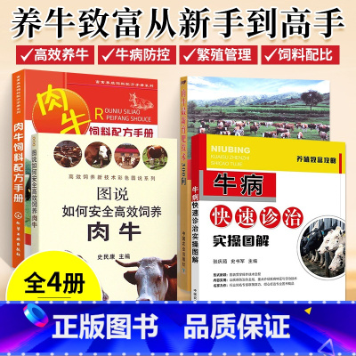 [正版]养牛套装全4册 养牛技术书籍大全牛病类症鉴别与诊治肉牛养殖技术书黄牛诊疗与处方手册牛饲料配方书科学养牛西门塔尔