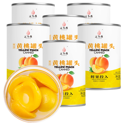 汇尔康(HR) 新鲜黄桃罐头 425克X6罐/箱 糖水水果罐头 对开速食罐头 清凉爽口 鲜嫩多汁 休闲零食