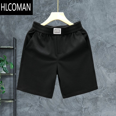 HLCOMAN时尚潮流波点白色短裤男士夏季外穿五分裤潮牌修身百搭运动中裤子