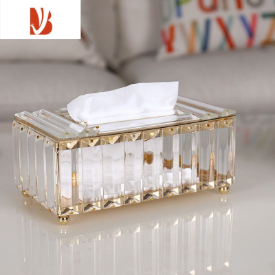 三维工匠欧式纸巾盒客厅家用创意轻奢桌面餐巾收纳盒简约网红水晶抽纸盒 透明板