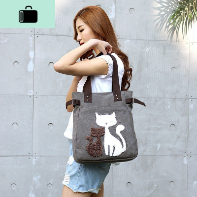 学院女大学生上课用手提包帆布装书的大容量简约单肩背托特袋子NEW LAKE女士单肩包