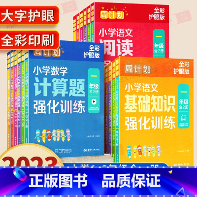 [全2册]数学计算题强化训练 小学二年级 [正版]周计划小学语文英语阅读强化训练100篇数学计算应用题一1二2三3四4五