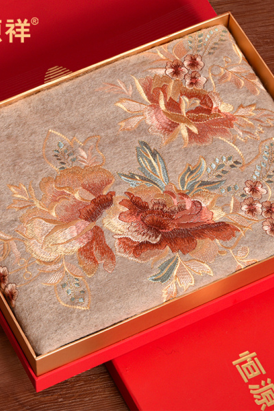 恒源祥春秋冬季送妈妈羊毛围巾高端生日礼物旗袍羊绒披肩保暖围脖