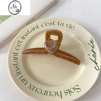 JiMi长岛冰茶~ins晕染石纹爱心抓夹百搭发抓鲨鱼夹后脑勺盘发夹子发饰