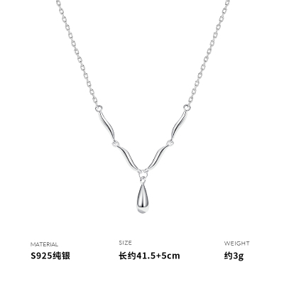 925纯银水滴吊坠项链女锁骨链轻奢2025新款潮流精致新送女朋友老婆情人节七夕生日礼物