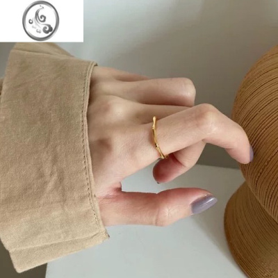 JiMi质感肌理手工锤碟凹凸纹理显手细闪钻简约混搭包金色戒指复古
