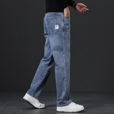秋冬季弹力牛仔裤男士宽松直筒大码中青年男装百搭商务休闲裤子男