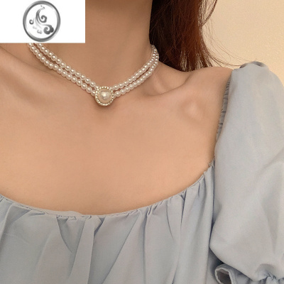 JiMi双层珍珠项链颈链女款轻奢小众高级感锁骨链设计感2023新款