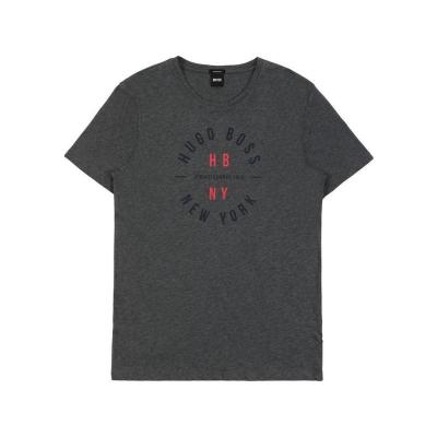 Hugo boss纯棉圆领短袖T恤男休闲百搭舒适透气夏季基础款灰白色
