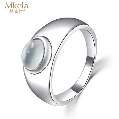 梦克拉 S925银月光石戒指 微波