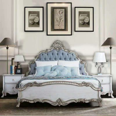 欧式实木床1.8米简约双人床法式轻奢皮床后现代公主床新古典家具