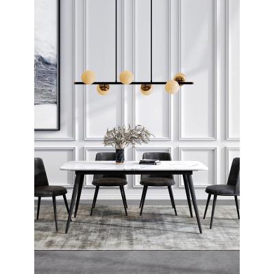 大理石餐桌北欧现代简约长方形家用小户型餐桌椅组合意式极简饭桌