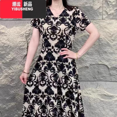 YIBUSHENG[篱落] 小酒窝新国风套装 气质印花连衣裙-103/717