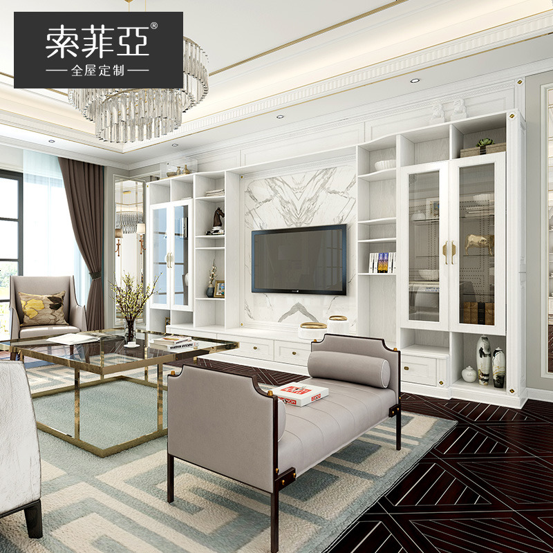 定制金 索菲亚全屋定制 现代风卧室家具次卧整体衣柜床头柜定做