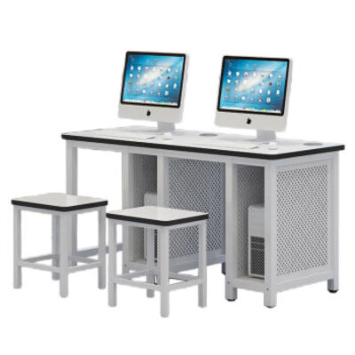 戴劲 机房微机室单双人培训电脑桌驾校培训考试桌子 1.6双人右机箱