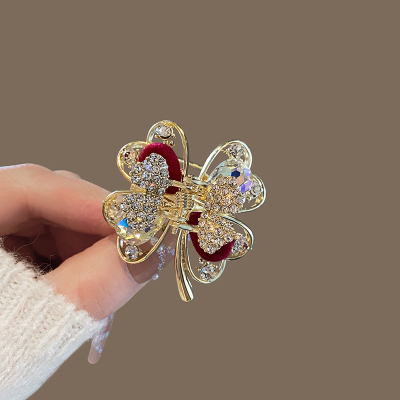 闪钻幸运草半扎发抓夹女后脑勺发夹鲨鱼夹高级感轻奢小众设计头饰送女朋友老婆情人节七夕生日礼物