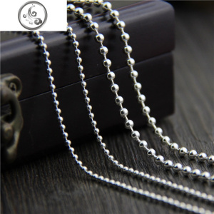银琪银饰品 S925纯银圆珠项链2-3MM 毛衣链男女配链 长款裸链 JiMi