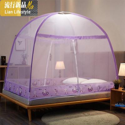 高度低床单加密床罩寝室遮光无底部蒙古包蚊帐免安装。蚊子蚊布单 三维工匠